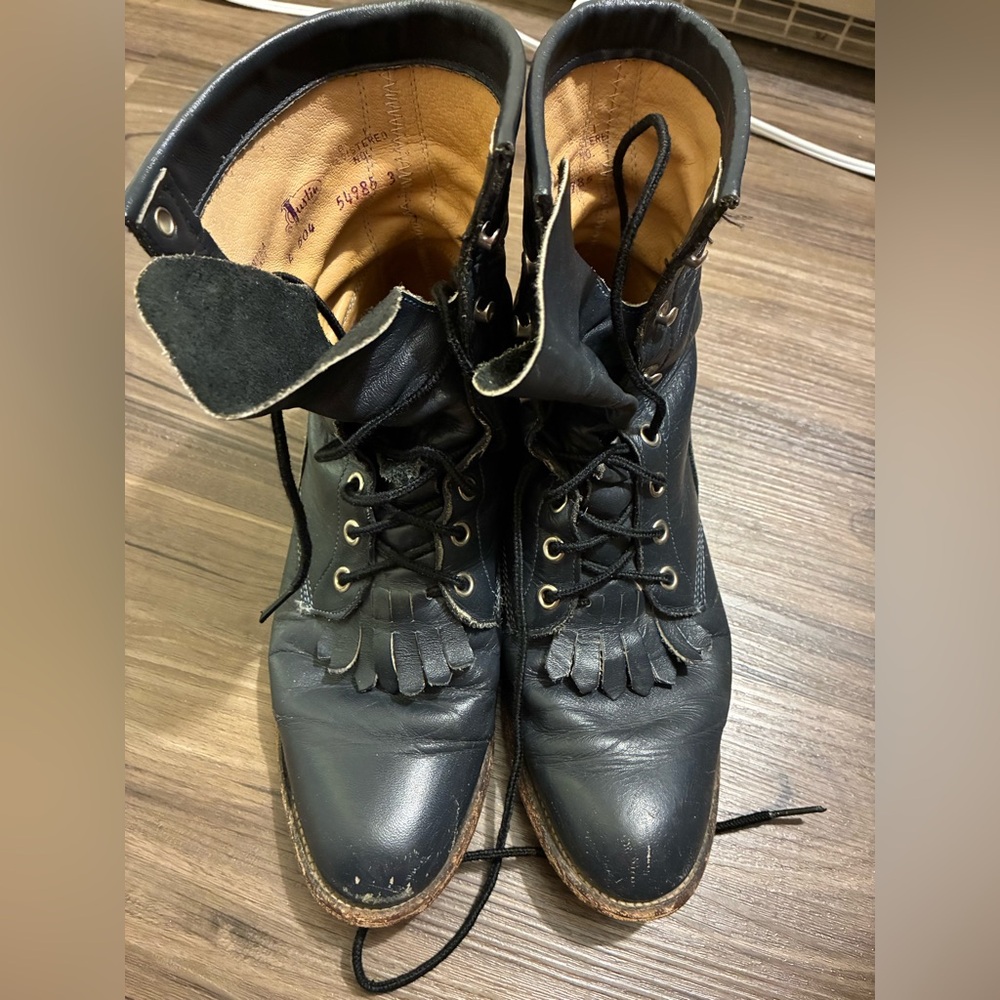 Women’s Black Leather Lace-Up Boots